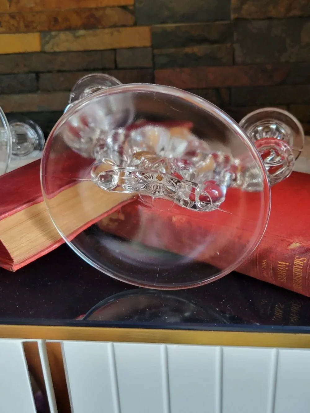 Vintage Indiana Glass Floral Bow Double Candlestick Holders-Pair